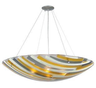 36"W Metro Fusion Sandblasted Clear Glass Inverted Pendant