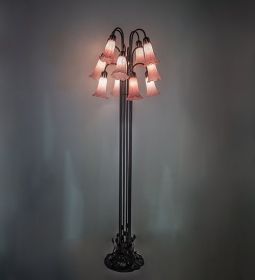 63" High Pink Tiffany Pond Lily 12 LT Floor Lamp