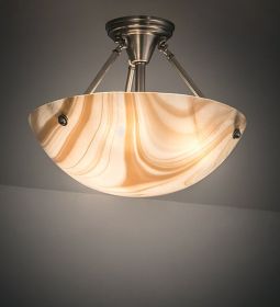 16"W Metro Cognac Swirl Semi-Flushmount