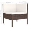 3 Piece Patio Lounge Set with Cushions Poly Rattan Brown