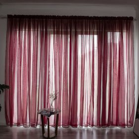 Simple And Modern Balcony Solid Color Gauze Curtain (Option: Wine Red-3x2.7Hook)